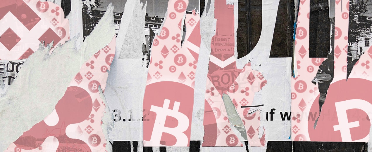 montage of crypto symbols